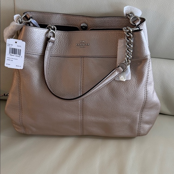Coach Gold Pebbled Leather Shoulder Bag - Picture 1 of 9
